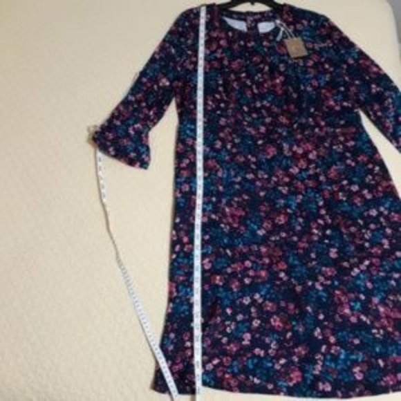 Joules Long Sleeve Dress with Pink Floral on Navy - Picture 7 of 9